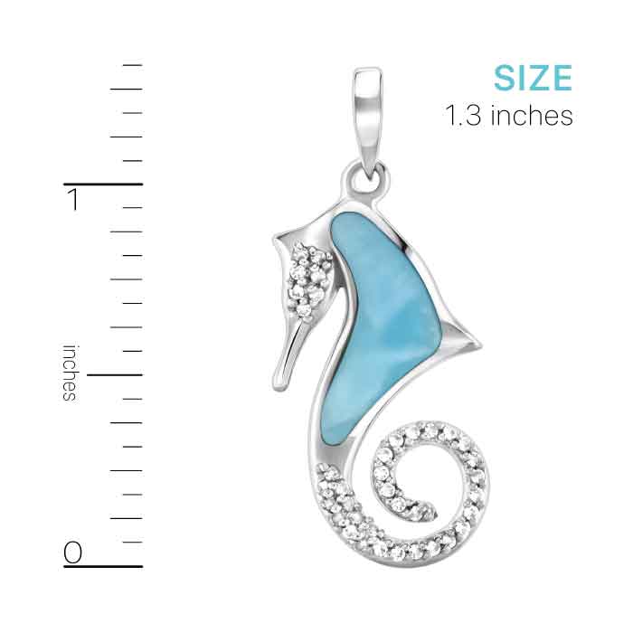 Seahorse Necklace in sterling silver by Marahlago larimar