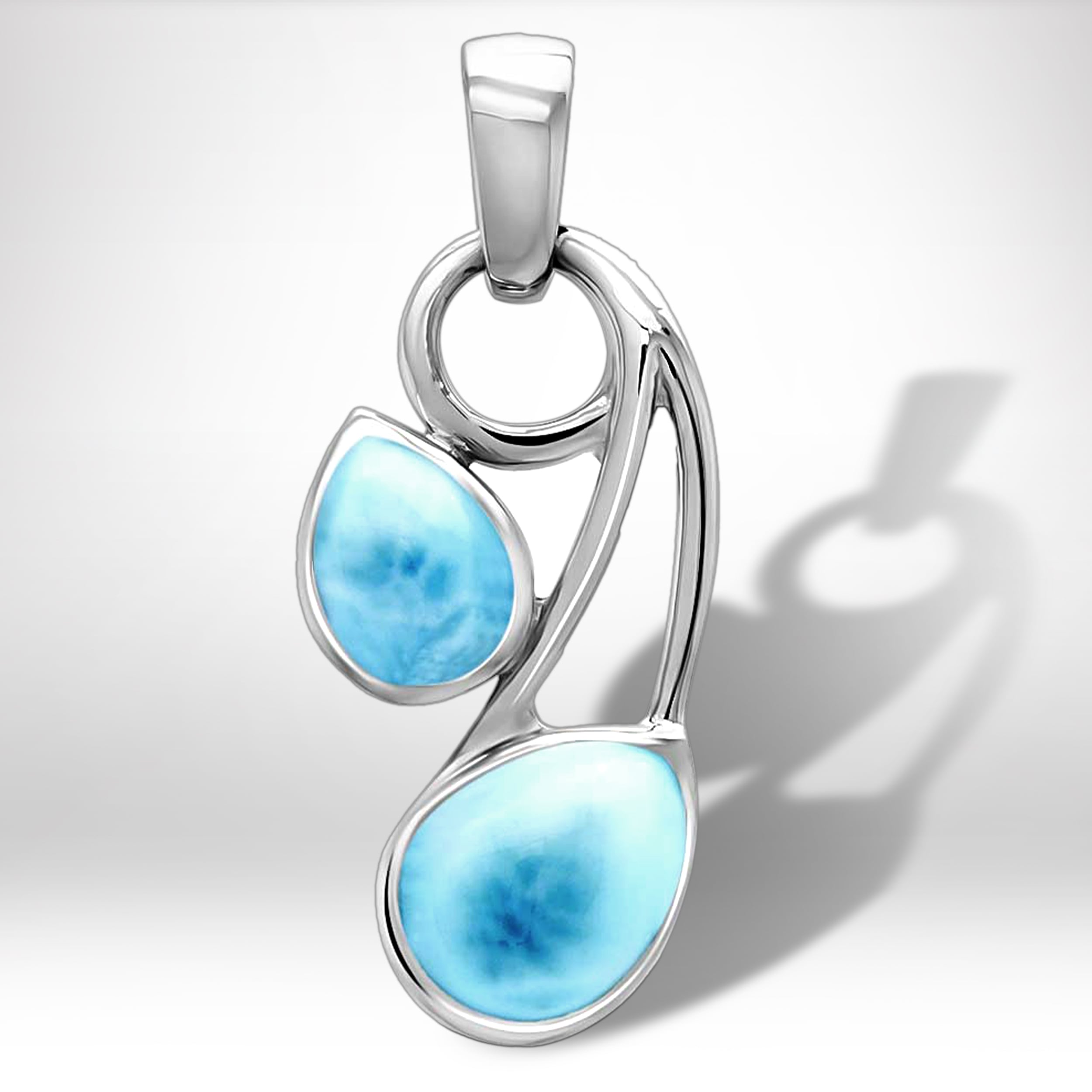 Larimar Sterling Silver Seduction Pendant Necklace Marahlago Jewelry pear Gemstone 