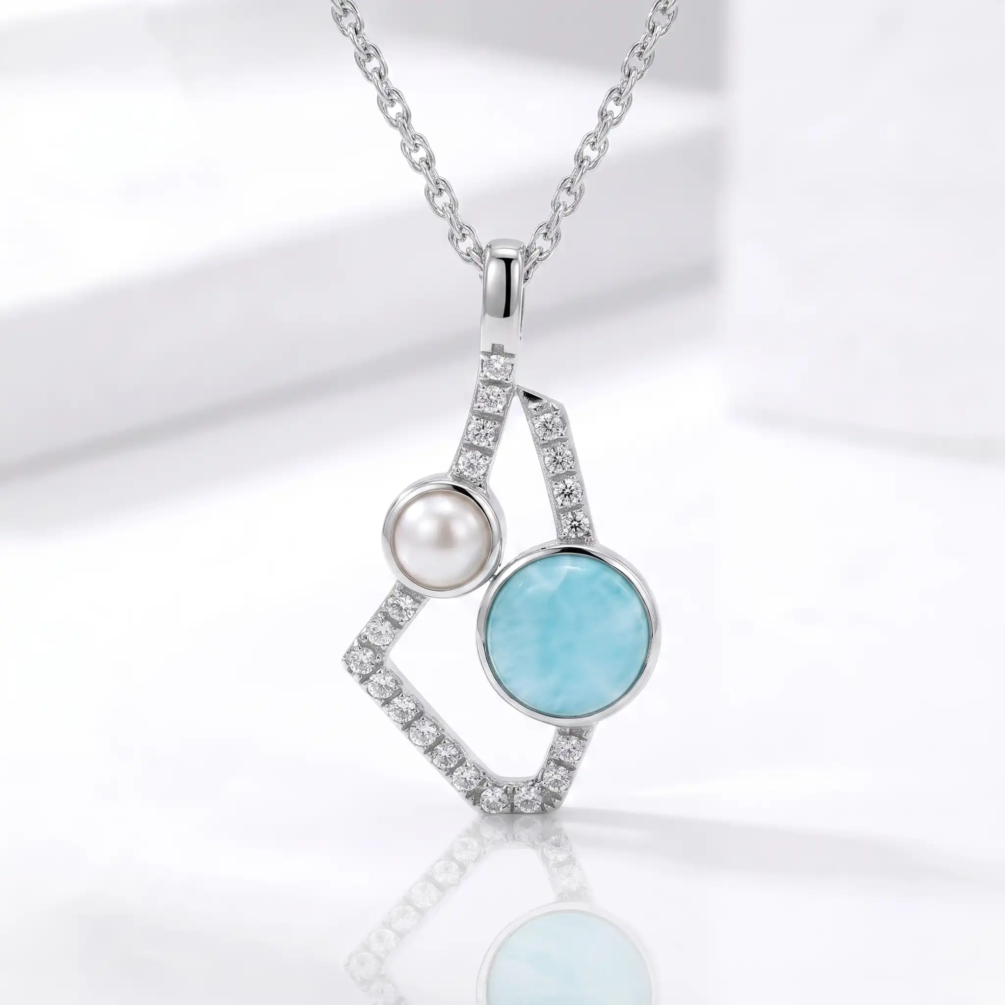 Add some Elegance to any outfit with the Serenade Larimar Pendant in silver with larimar by marahlago