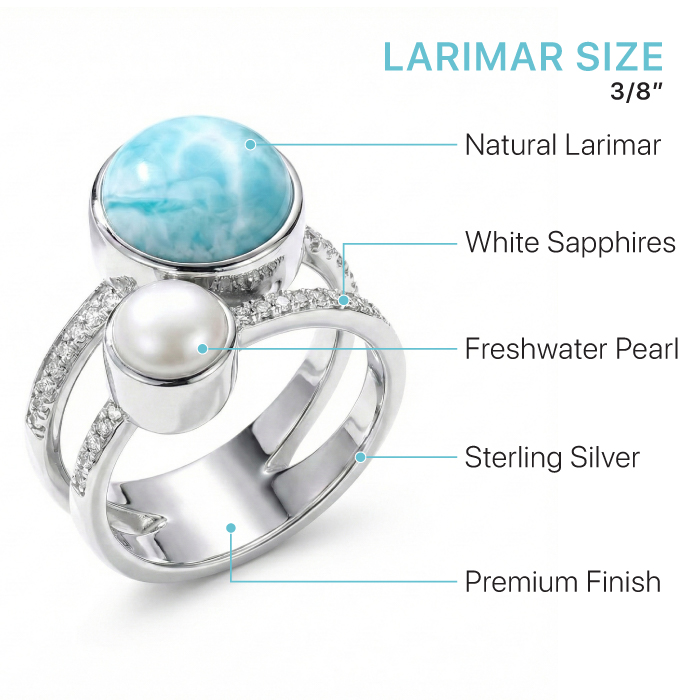 Serenade Ring with white sapphires and larimar by Marahlago