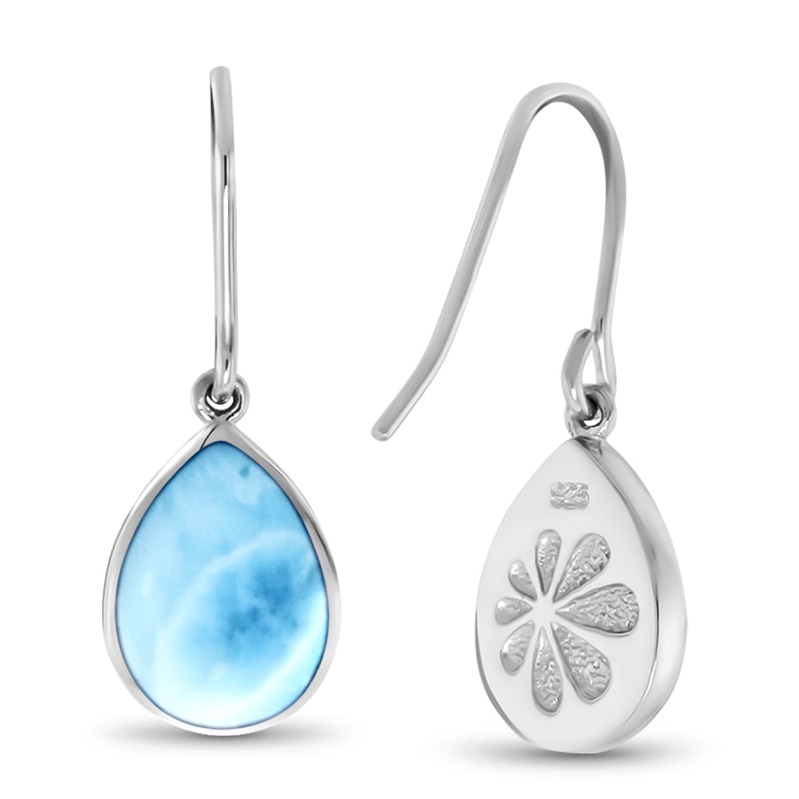 dangle earrings in silver with larimar