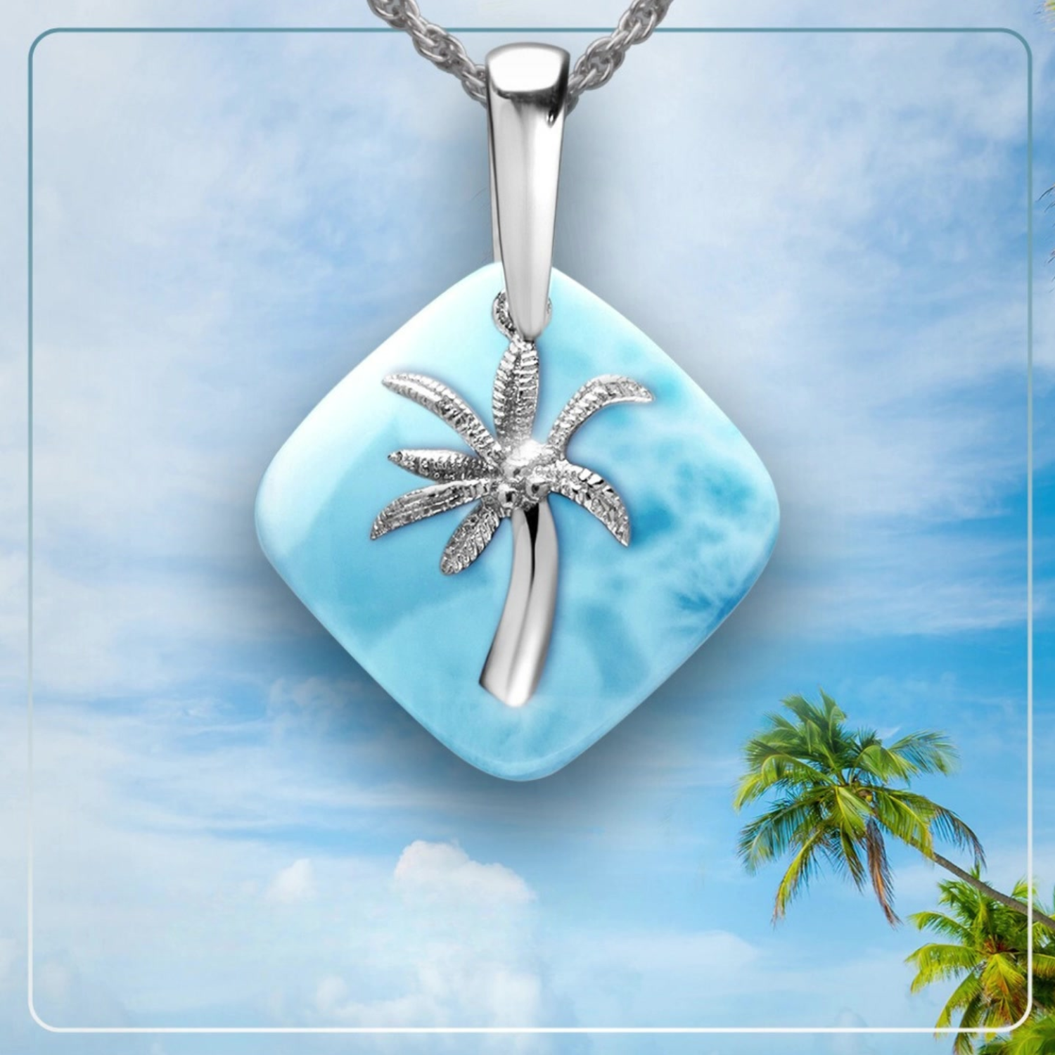 Marahlago Adalia Larimar Palm Tree Necklace
