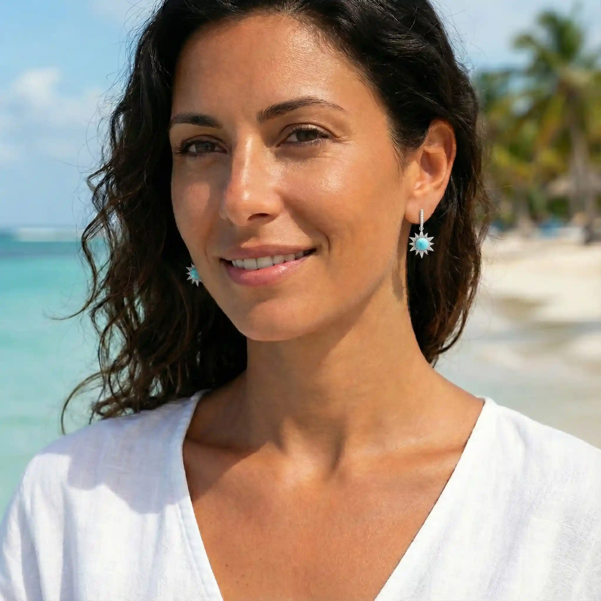 Sun Earrings with larimar by marahlago