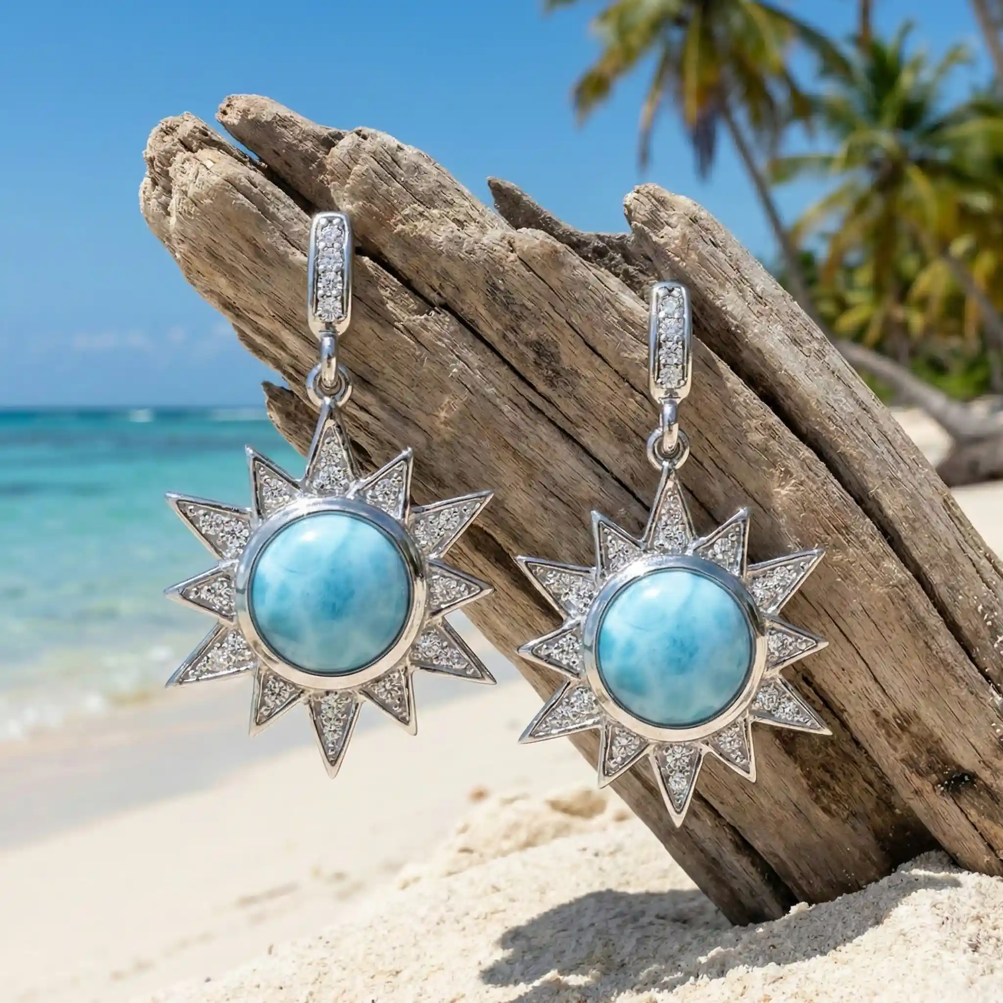 Sun Earrings with larimar by marahlago