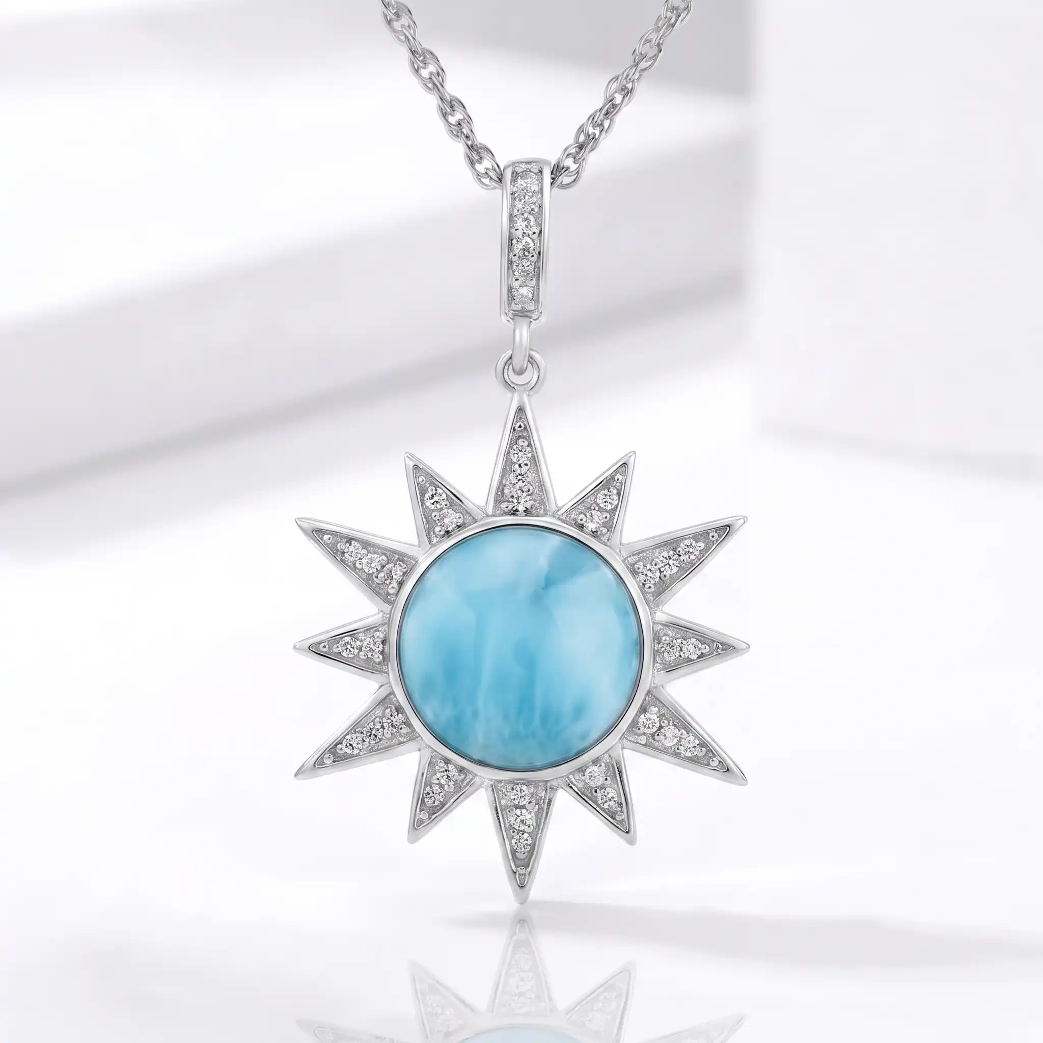 Sun Necklace with larimar