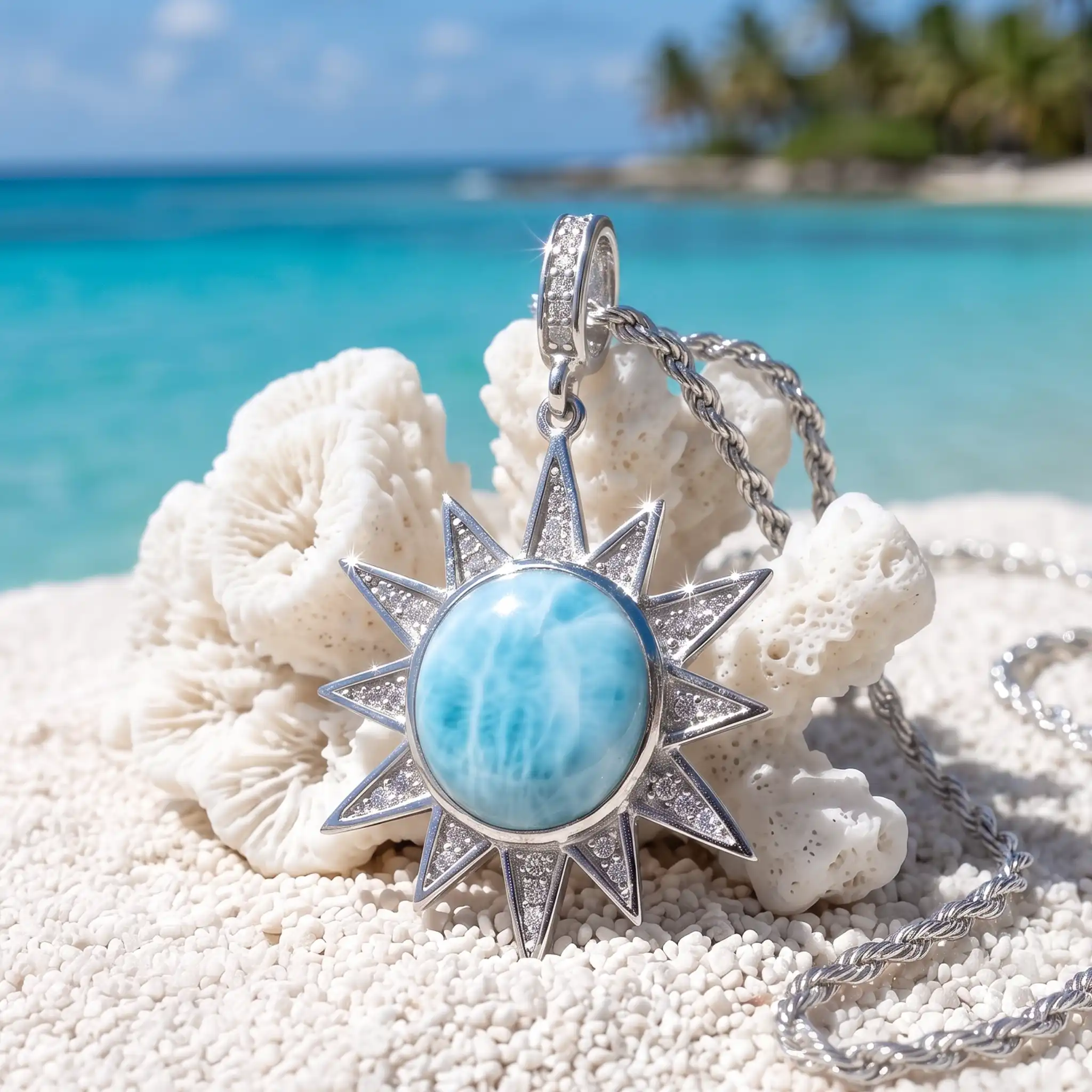 Sun Necklace with larimar