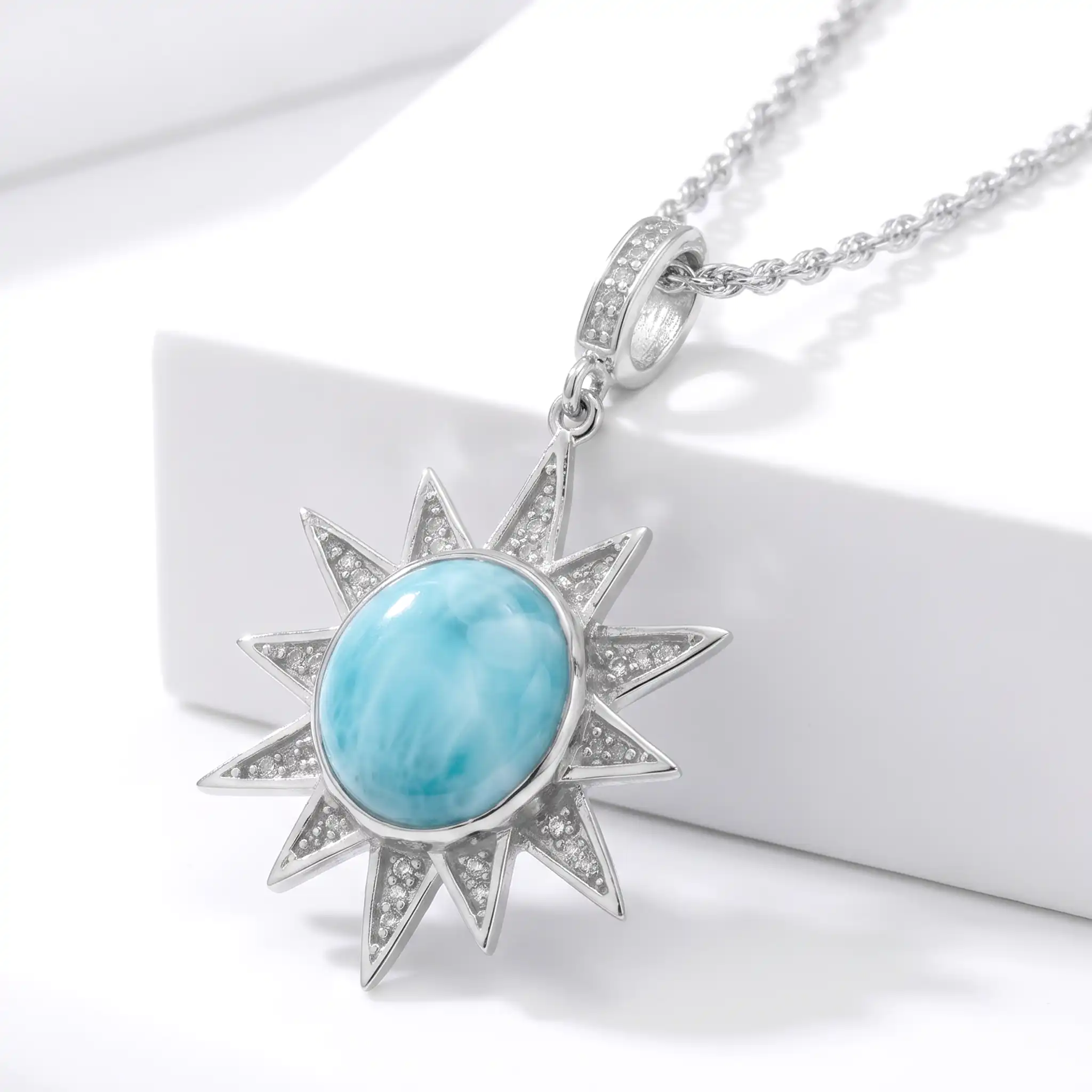 Sun Necklace with larimar