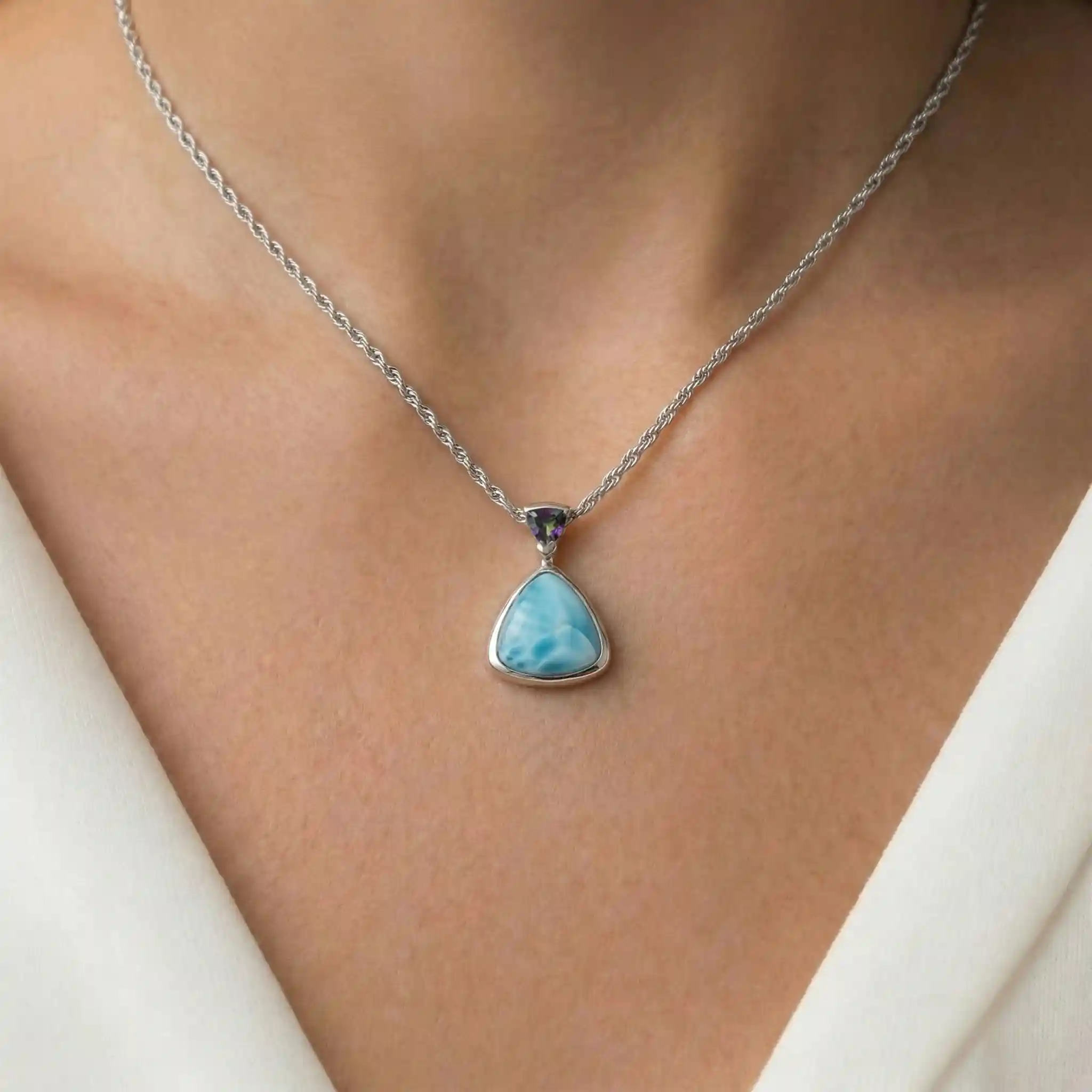 Mystic Topaz Necklace with larimar 
 