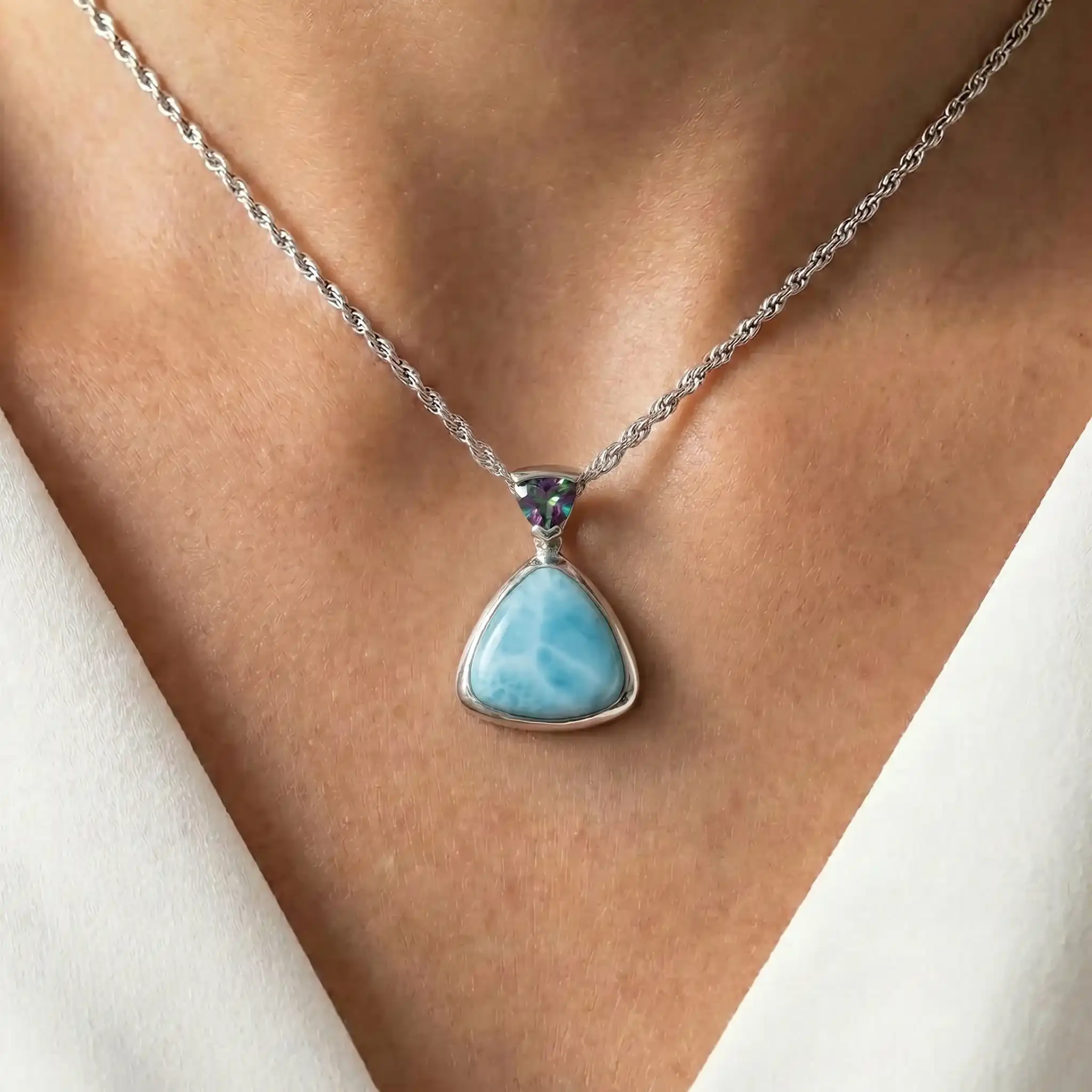Mystic Topaz Necklace with larimar 
 