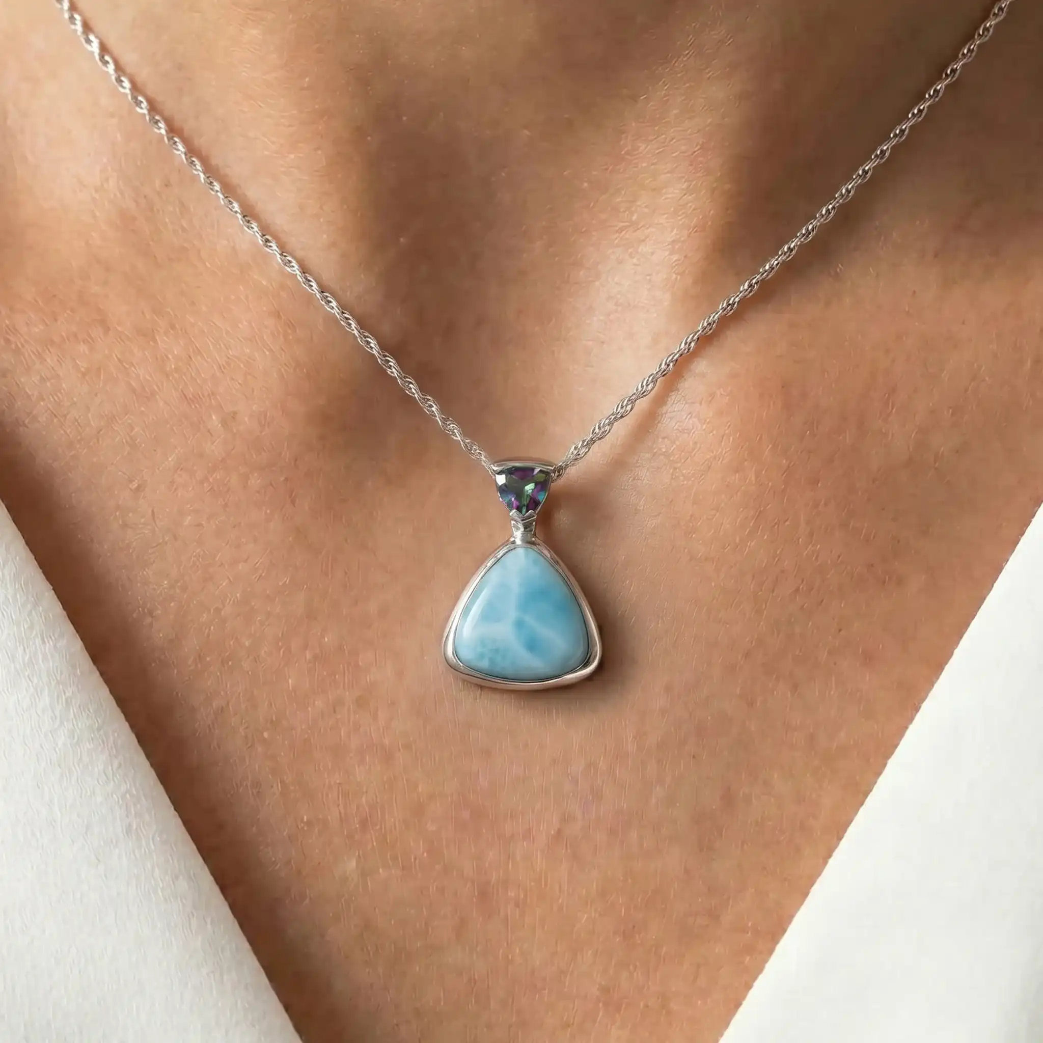 Mystic Topaz Necklace with larimar 
 