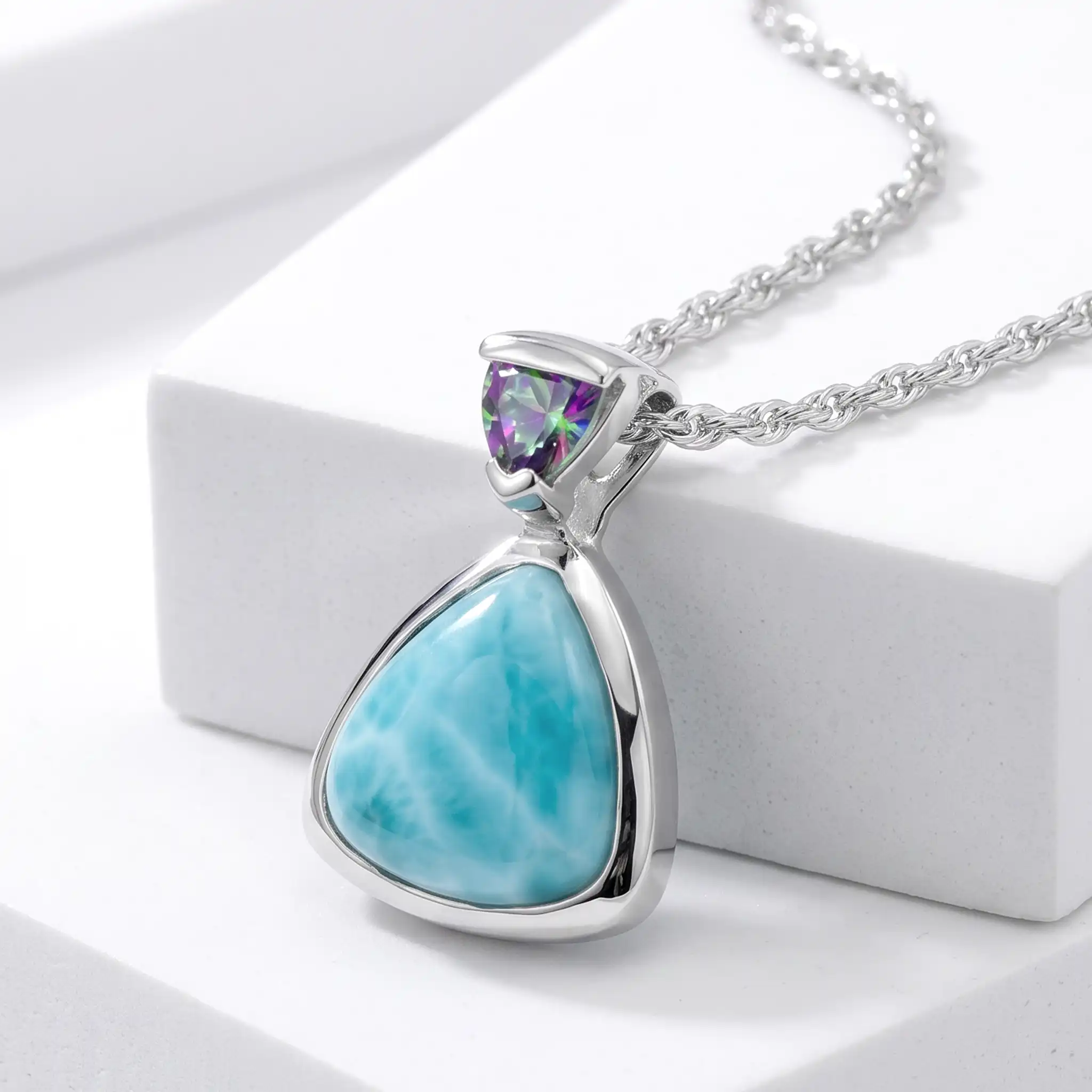 Mystic Topaz Necklace with larimar 
 
