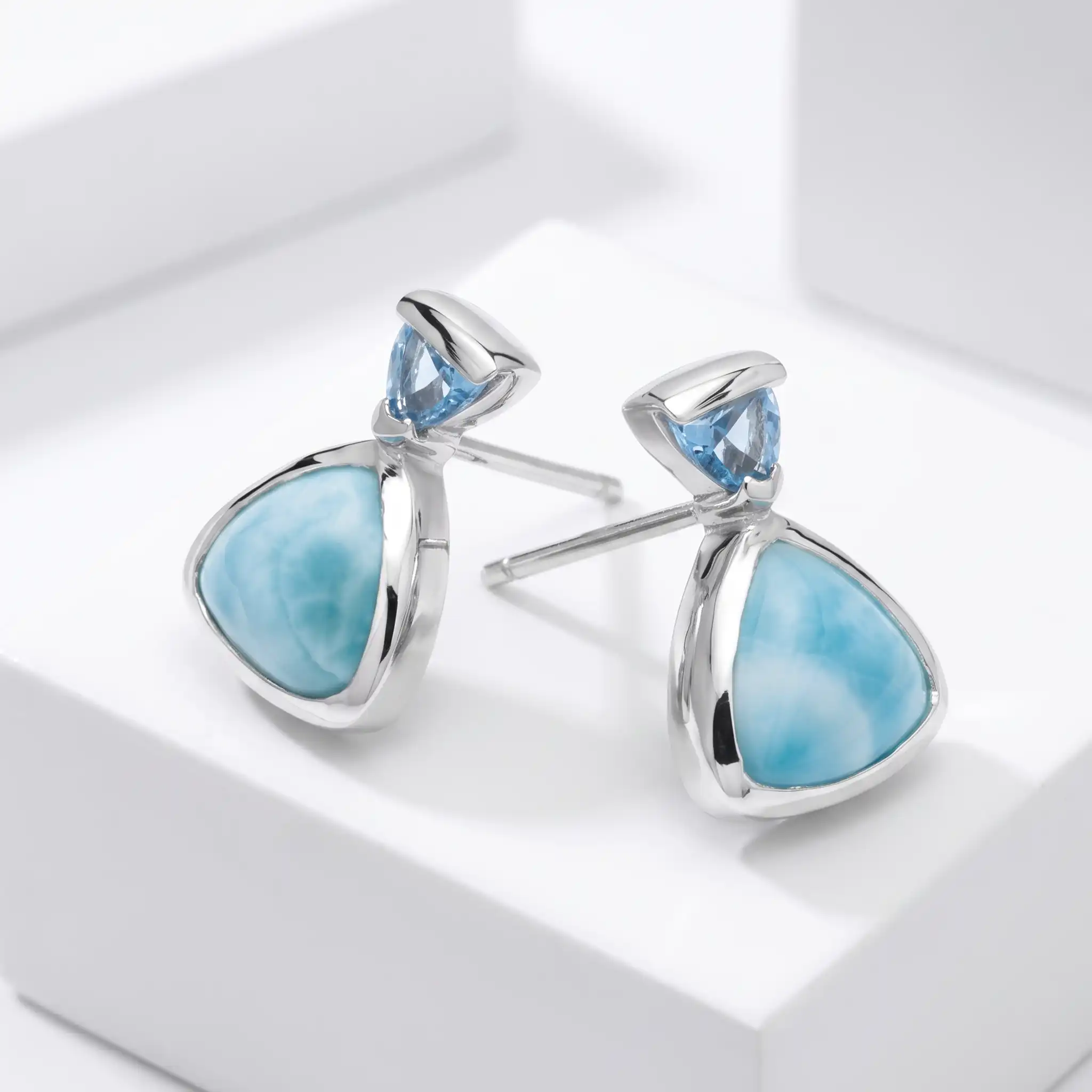 Triangle Blue Spinel Earrings