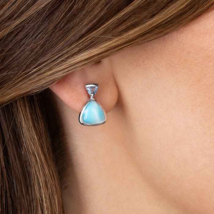 Triangle Blue Spinel Earrings