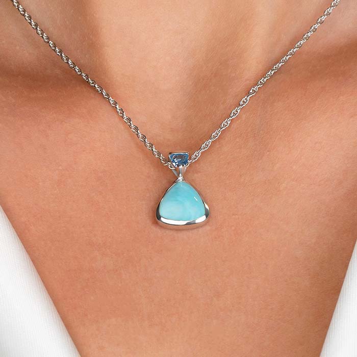 Triangle Blue Spinel Necklace with Larimar