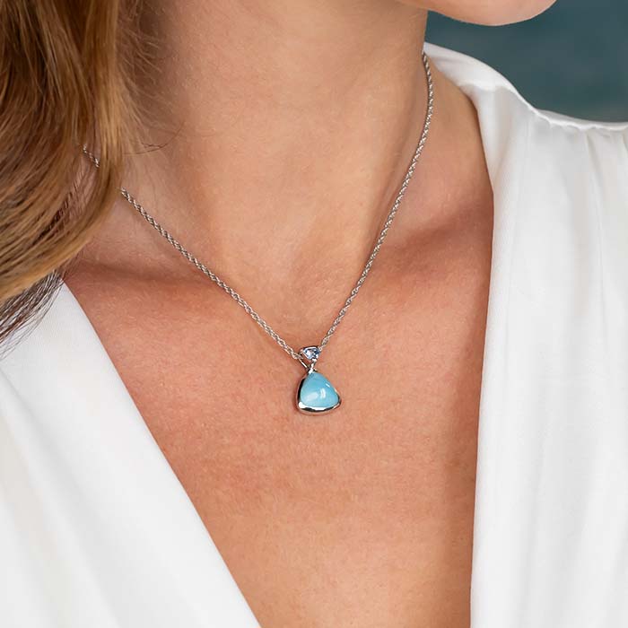 Triangle Blue Spinel Necklace with Larimar