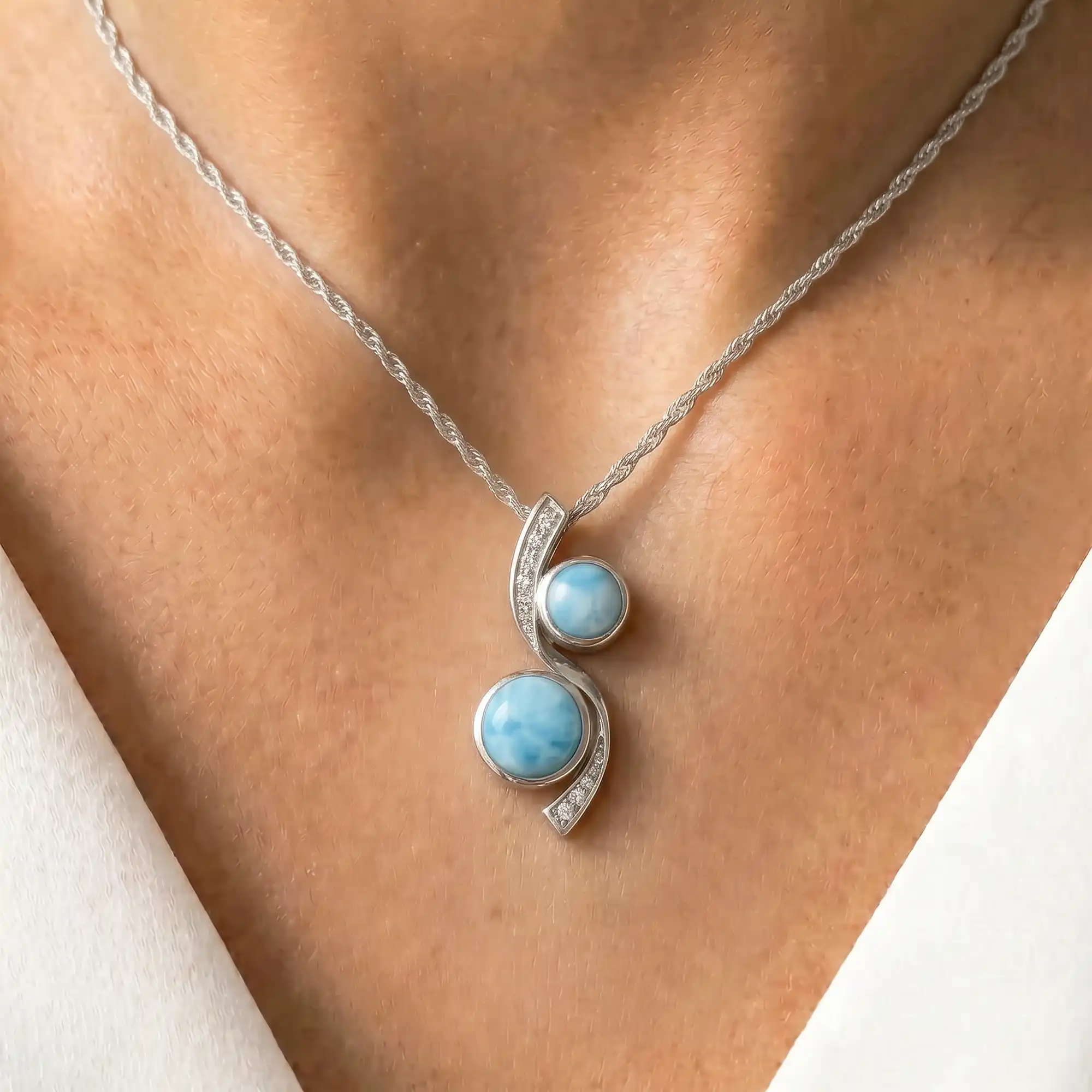 Tryst Larimar Necklace with white sapphire