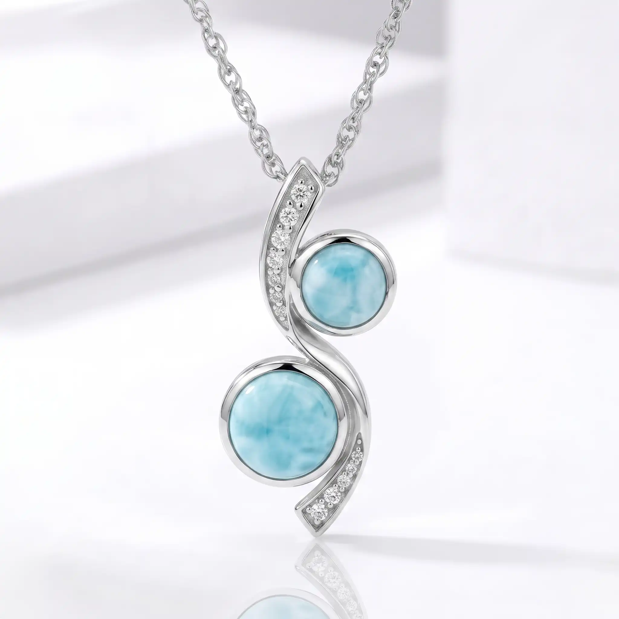 Tryst Larimar Necklace with white sapphire