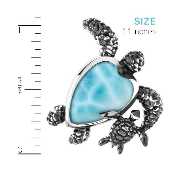 Turtle Charm with larimar and silver