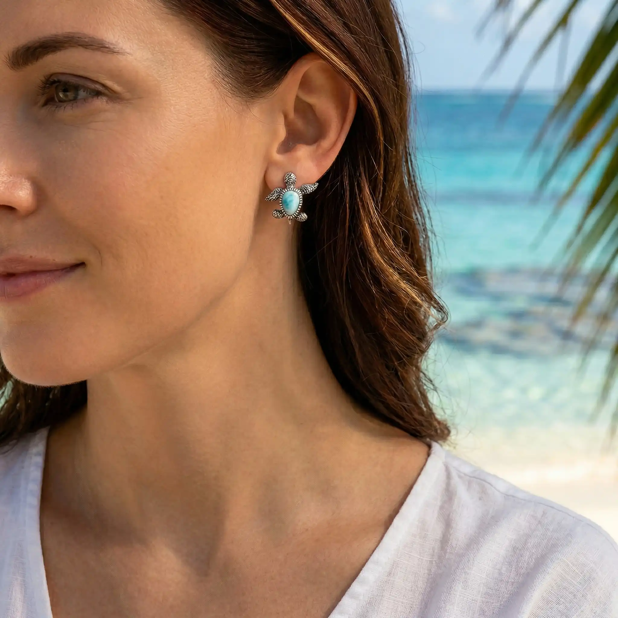 Turtle Earrings in sterling silver by Marahlago Larimar Jewelryr