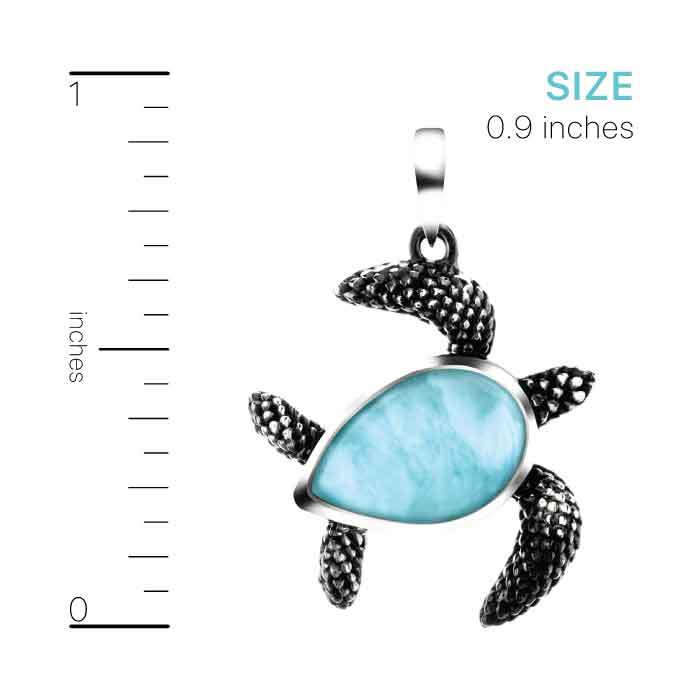 Turtle Pendant Honu with Larimar