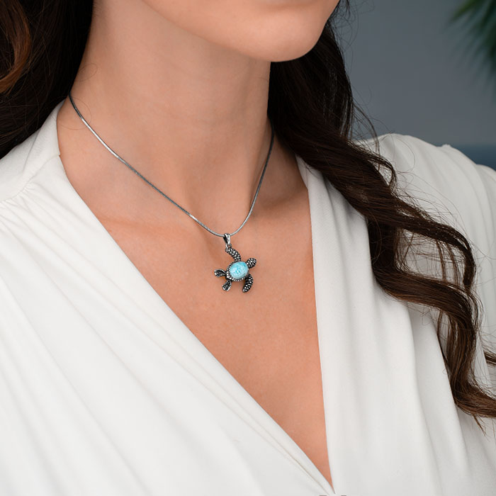 Larimar Turtle Necklace