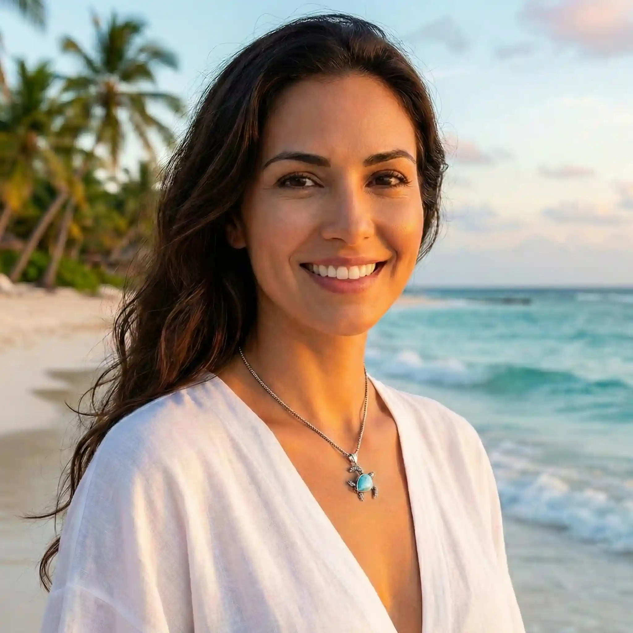 Turtle Pendant Honu with Larimar