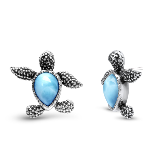 Turtle Earrings in sterling silver by Marahlago Larimar