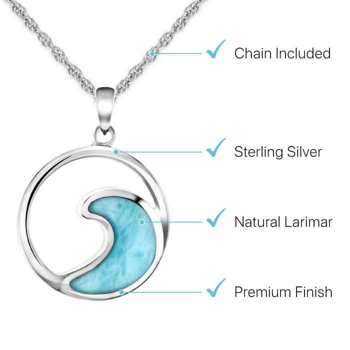 Wave Necklace in sterling silver with larimar