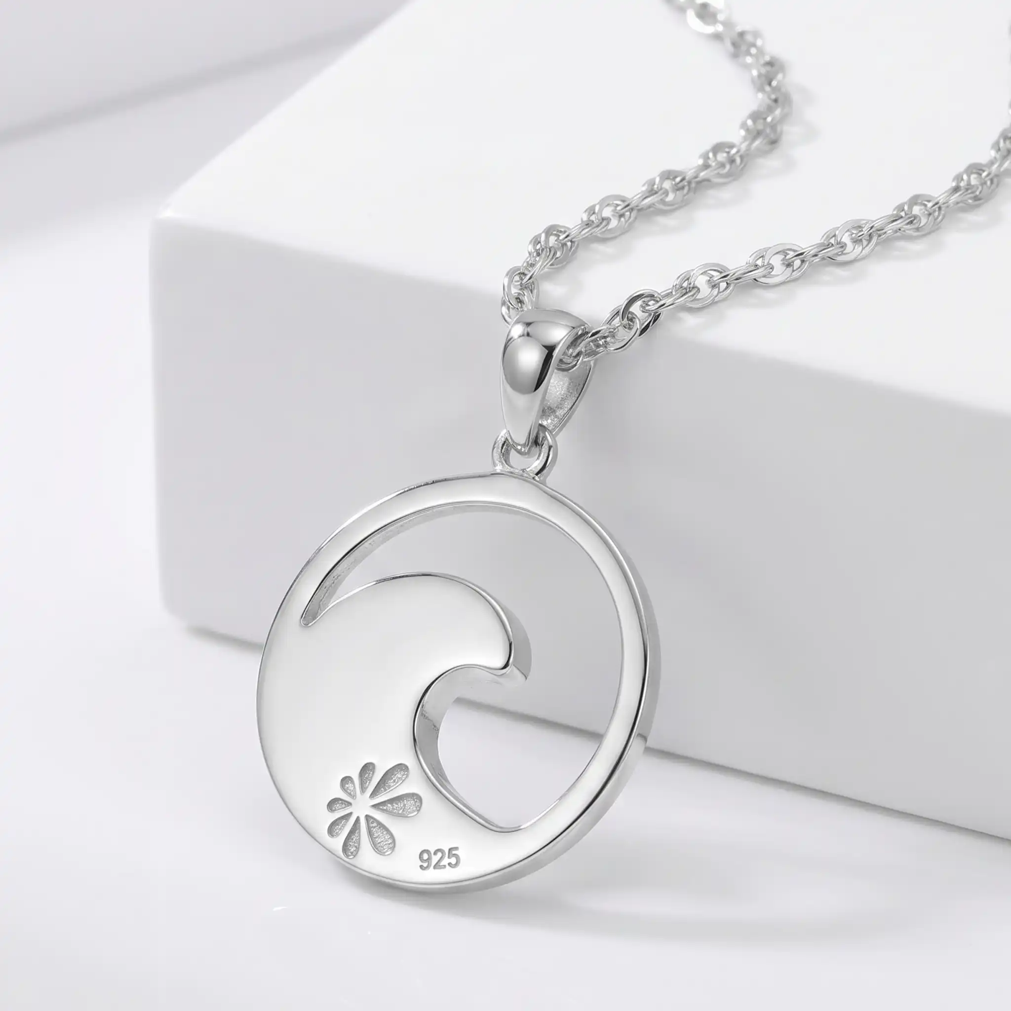 Wave Necklace in sterling silver with larimar