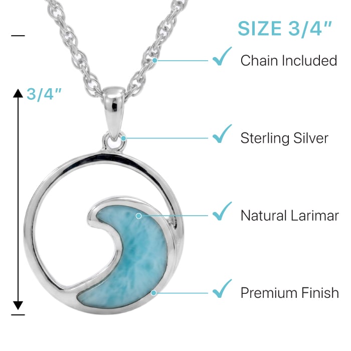 Wave Necklace in sterling silver with larimar