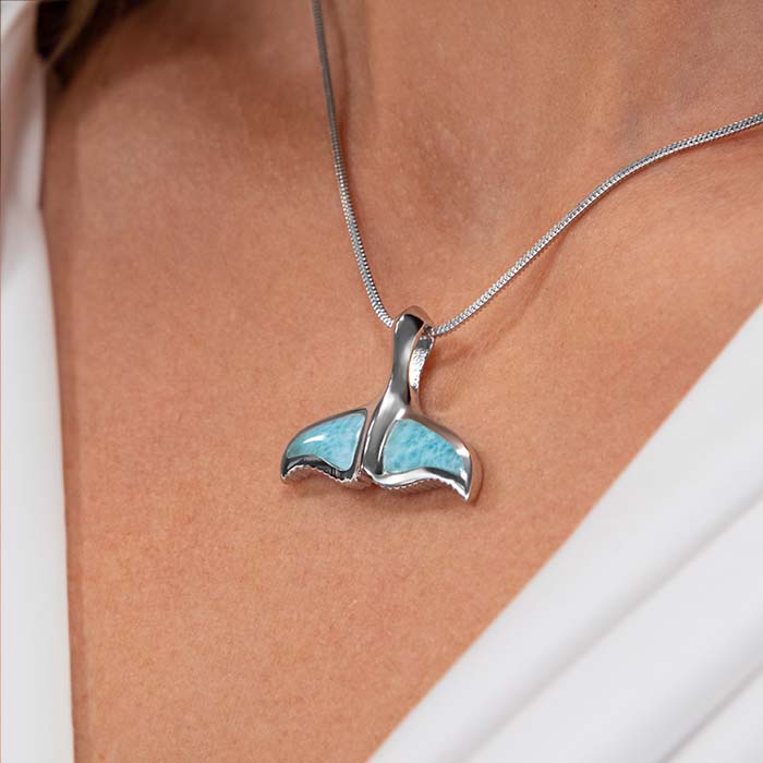 Whale Tail Necklace in sterling silver by Marahlago Larimar