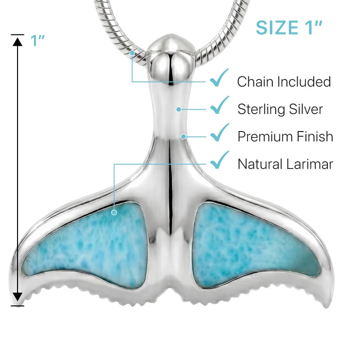 Whale Tail Necklace in sterling silver by Marahlago Larimar
