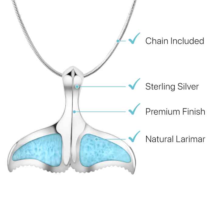 Whale Tail Necklace in sterling silver by Marahlago Larimar