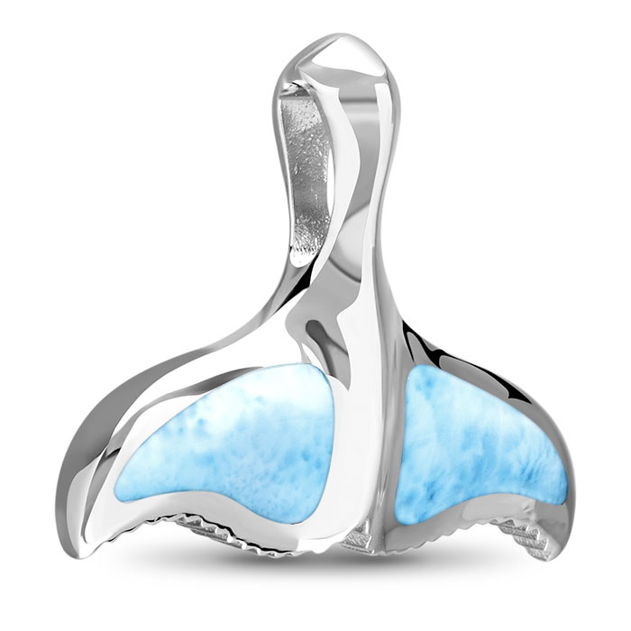 Whale Tail Necklace in sterling silver by Marahlago Larimar