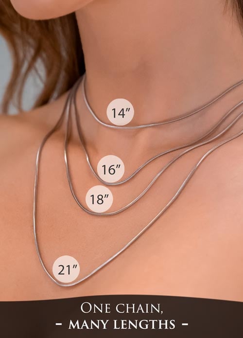 silver chain size chart